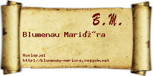 Blumenau Marióra névjegykártya